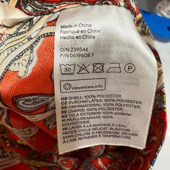 H&M Vibrant Orange Patterned Scarf Skirt Pleat on left side Fall Autumn 🍁🪾 - Picture 5 of 5